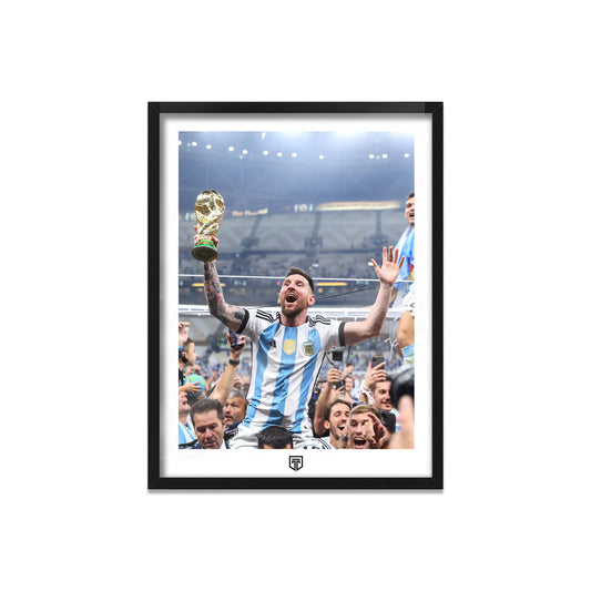 messi ilustracion enmarcada mundial campeon