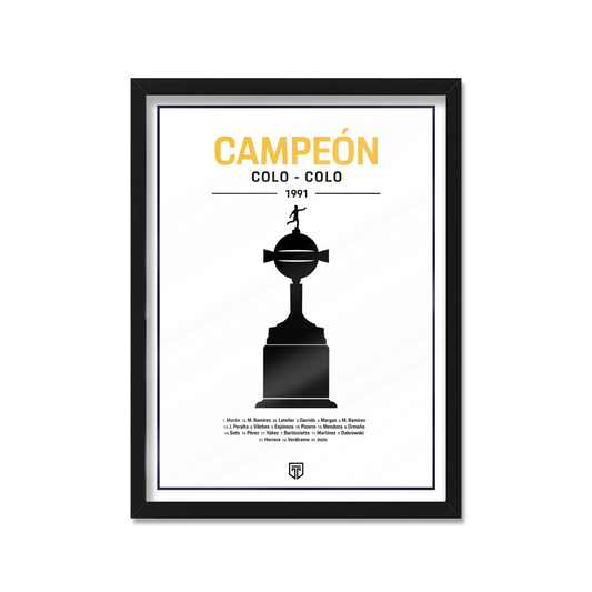 Poster Colo Colo Copa Libertadores 1991 | Cuadro Enmarcado de Colección Campeón América