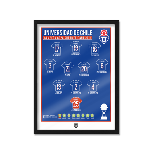CUADRO UNIVERSIDAD DE CHILE SQUAD 2011 - Formación Campeón Copa Sudamericana