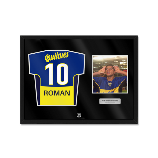 CUADRO MEMORABILIA RIQUELME BOCA JRS